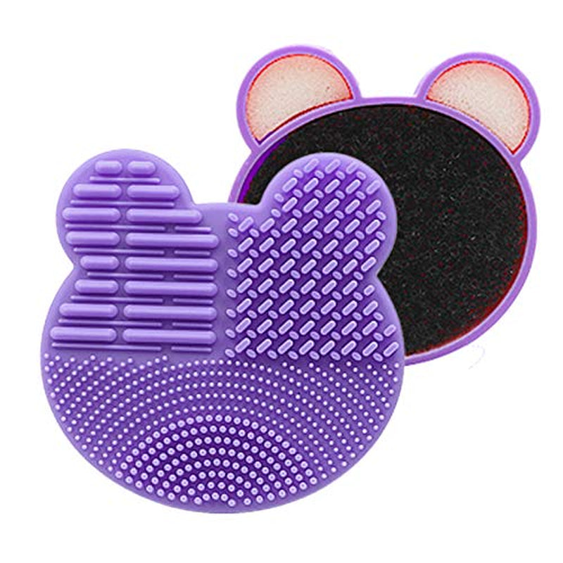 2Pack Color Removal Sponge, 2 in 1 Dry Makeup Brush Quick Cleaner Sponge - Make up Brush Cleaning Pad Mat (Purple+Mint Green)