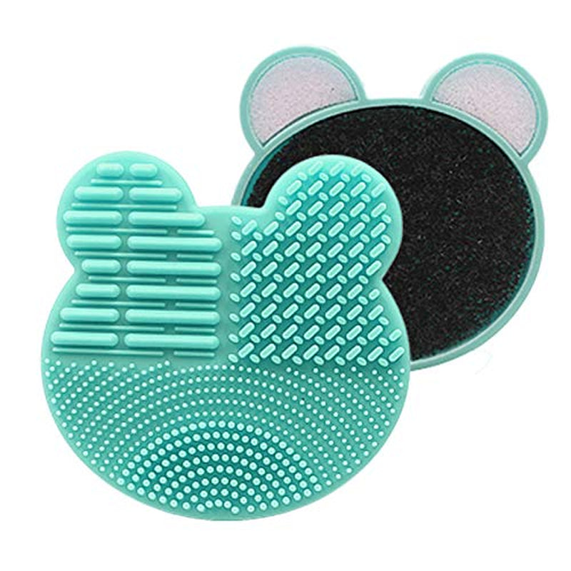 2Pack Color Removal Sponge, 2 in 1 Dry Makeup Brush Quick Cleaner Sponge - Make up Brush Cleaning Pad Mat (Purple+Mint Green)