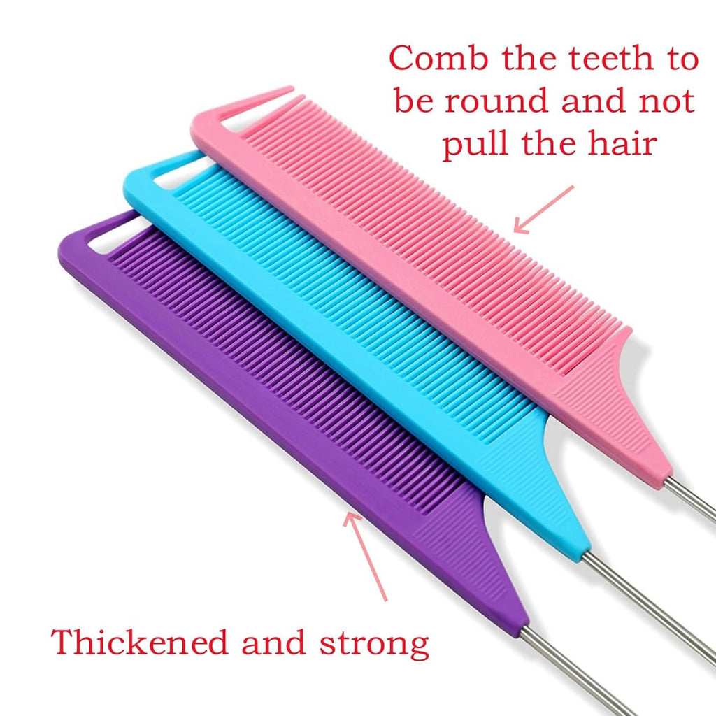 10 Packs Rat Tail Combs Metal Picks