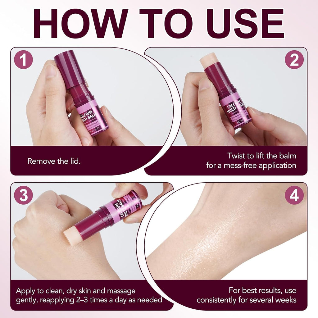 Calcium Multi Balm Stick- Firming,Hydrating & Smoothing Collagen Moisturing Stick for Eyes, Face & Neck