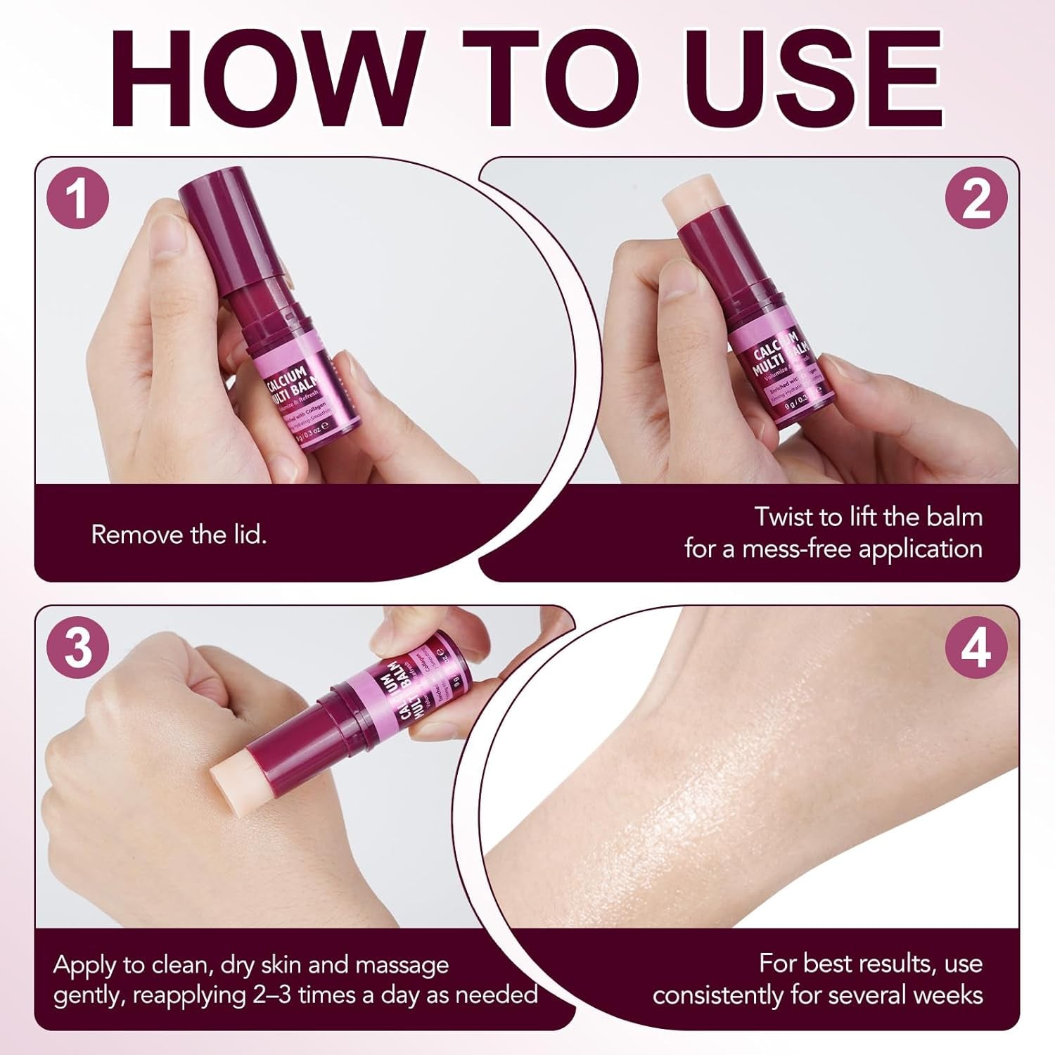 Calcium Multi Balm Stick- Firming,Hydrating & Smoothing Collagen Moisturing Stick for Eyes, Face & Neck
