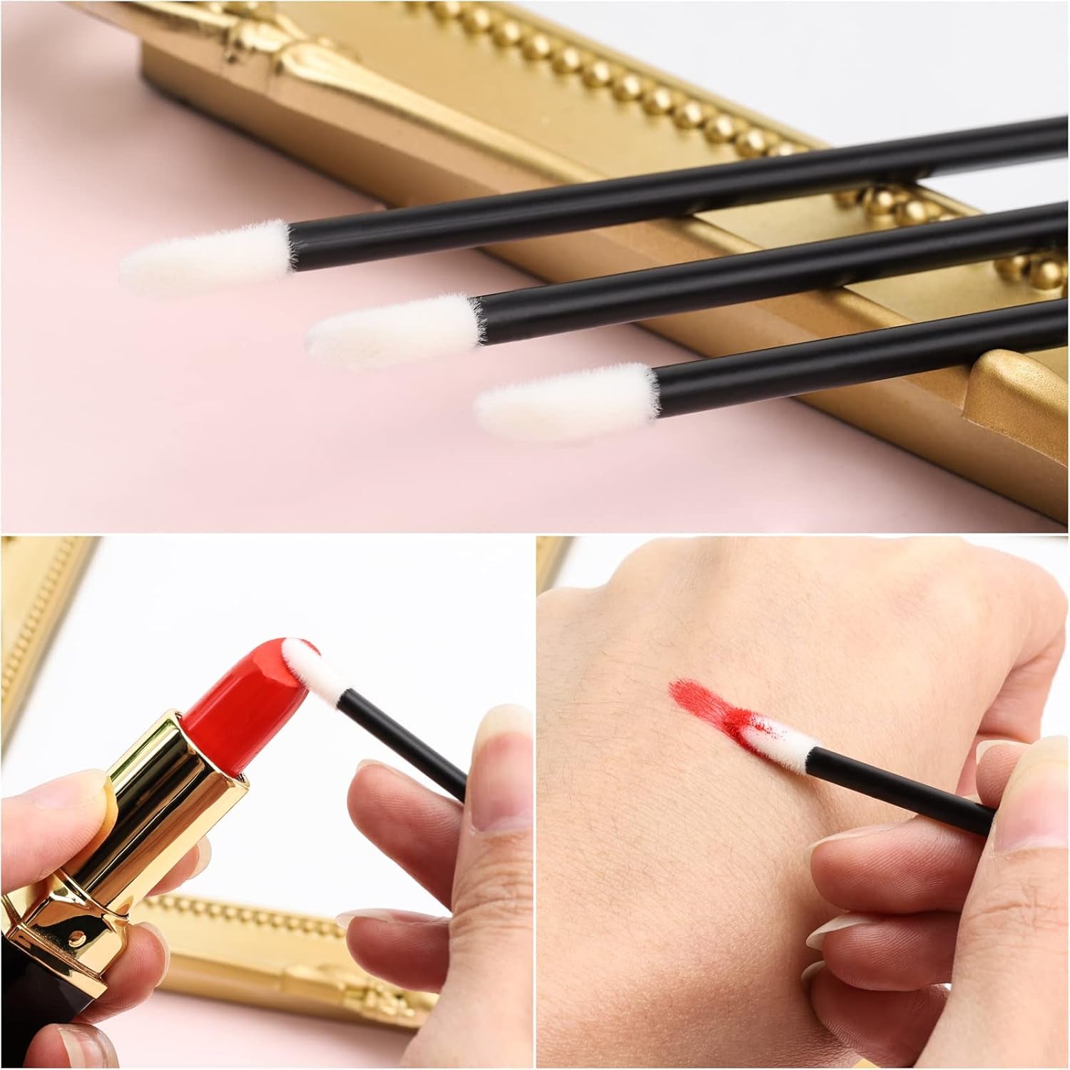 400 Piece Disposable Lip Wands - Lip Brushes, Lipstick & Gloss Applicators - Lint Free Makeup Applicator Brush Beauty Tool