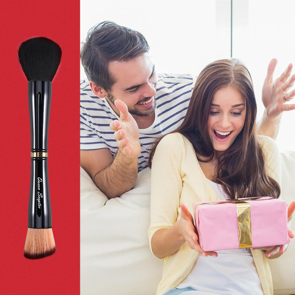 4 in 1 Professional Liquid Foundation Makeup Brush Set,Travel Makeup Set with Case, Powder Foundation, Concealer,Eyeshadow Brush, Dual Ended Makeup Brush for Liquid,Cream,Powder