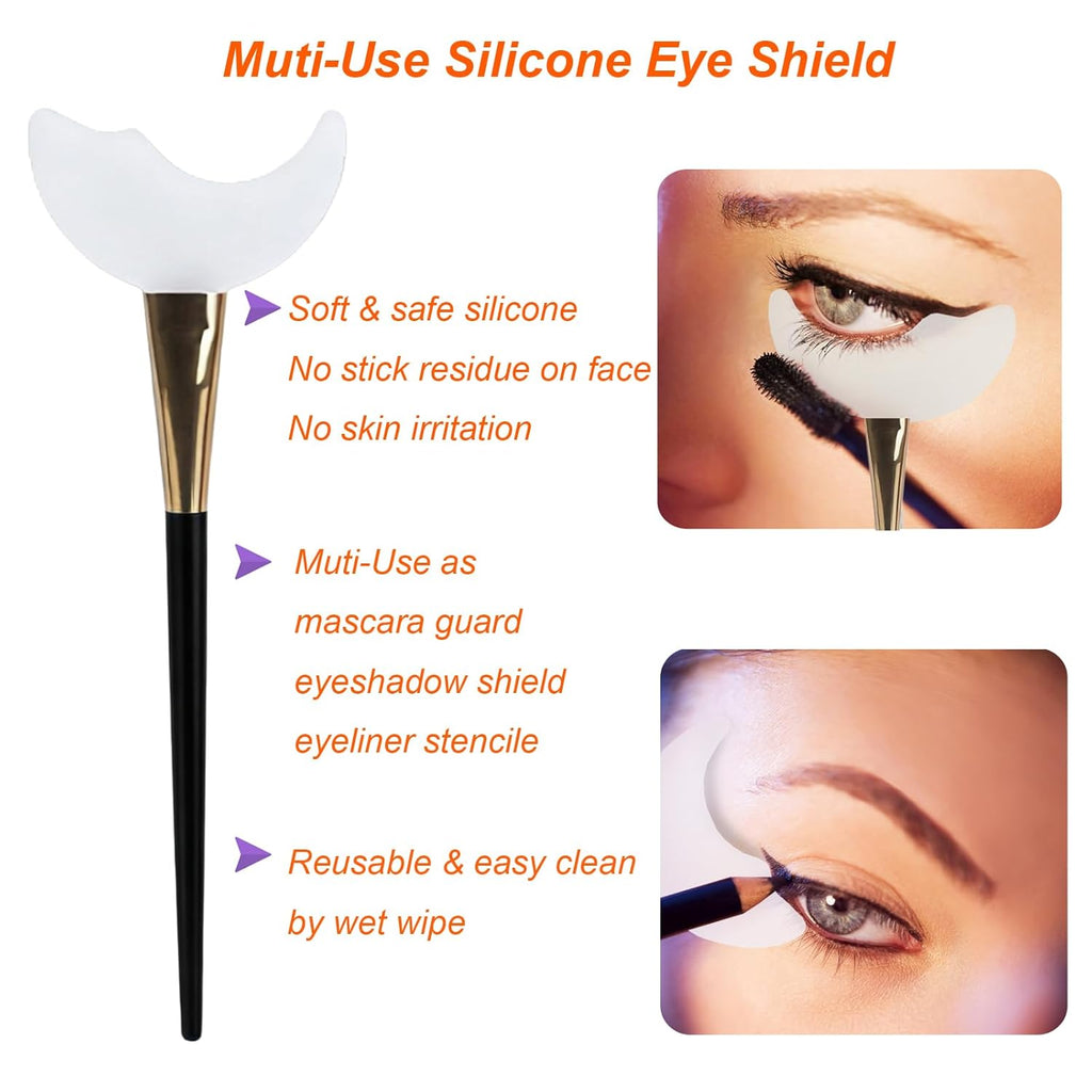 2 Pcs Lash Shield for Applying Lashes, Mascara Guard Shields, Reusable Eyelash Shields Guard, under Eye Guards for Mascara, Eye Makeup Tools(Black Handle)
