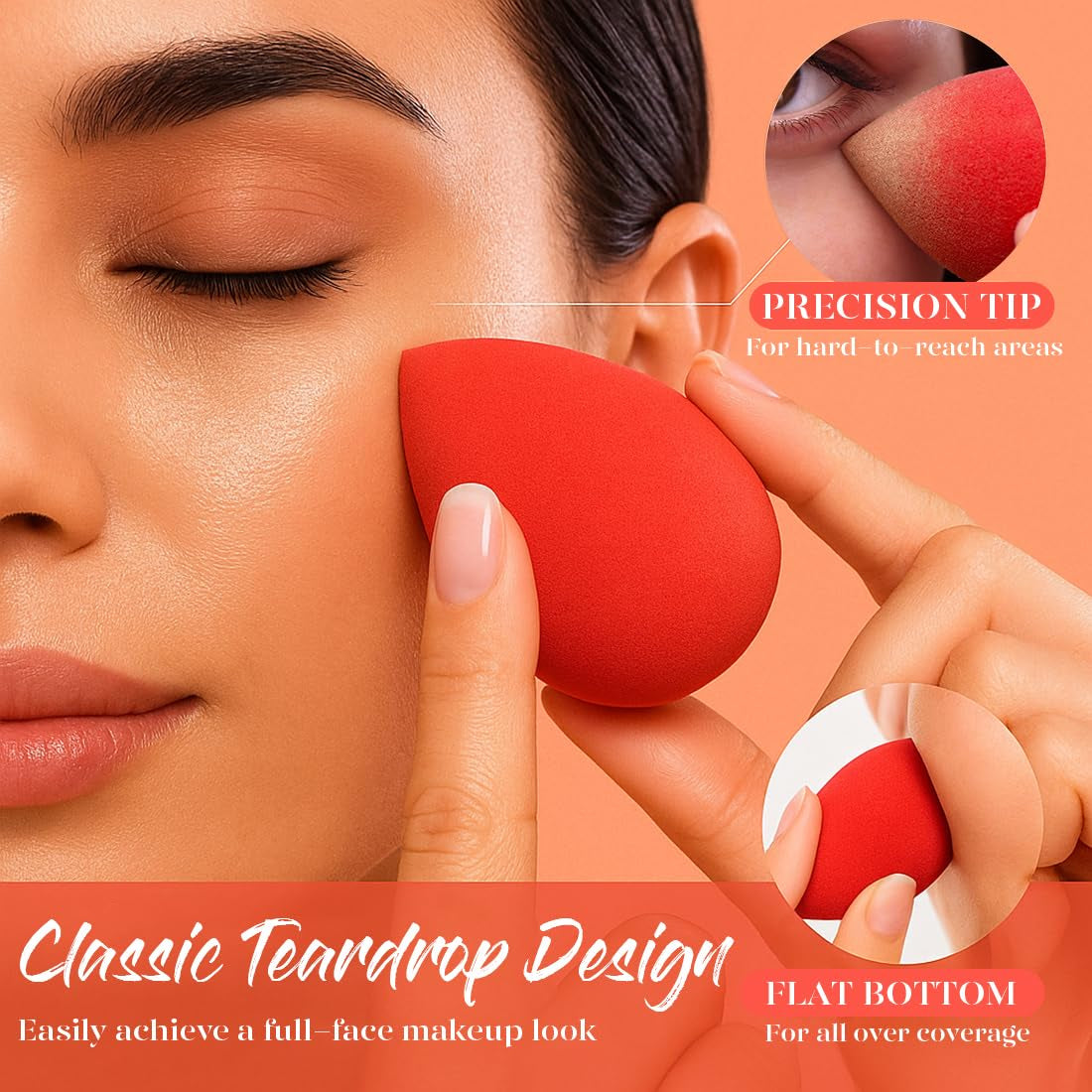 Makeup Sponge Set 5 Pack Micro Porous Low Absorption Soft Latex Free Foundation Beauty Sponges & Blenders for Powder Cream