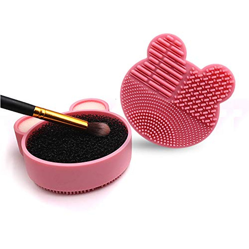 2Pack Color Removal Sponge, 2 in 1 Dry Makeup Brush Quick Cleaner Sponge - Make up Brush Cleaning Pad Mat (Purple+Mint Green)
