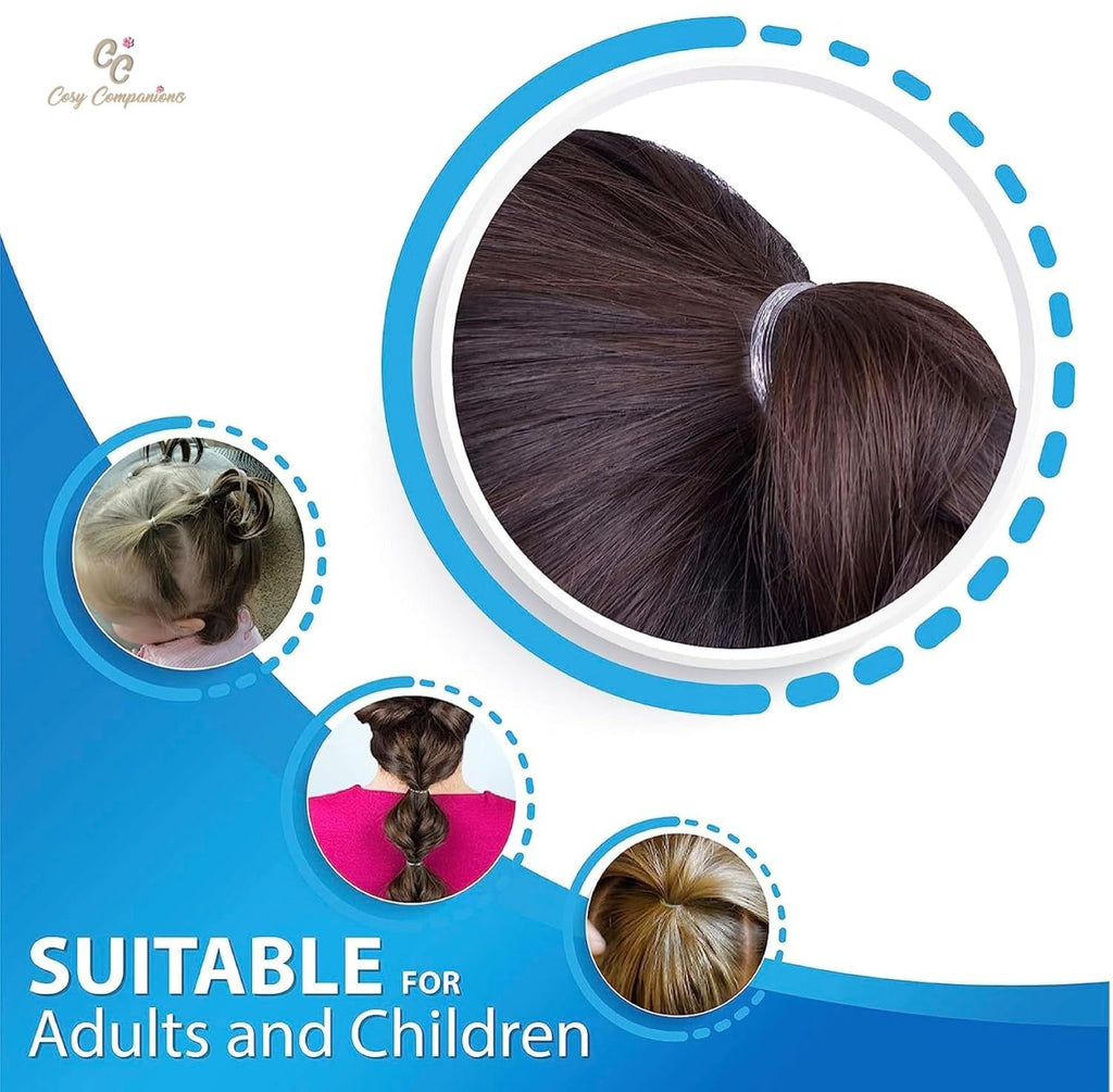 250X Clear Hair Elastics, Clear Rubber Bands for Hair Ties for Thin Hair, Mini, Plastic (With Box)