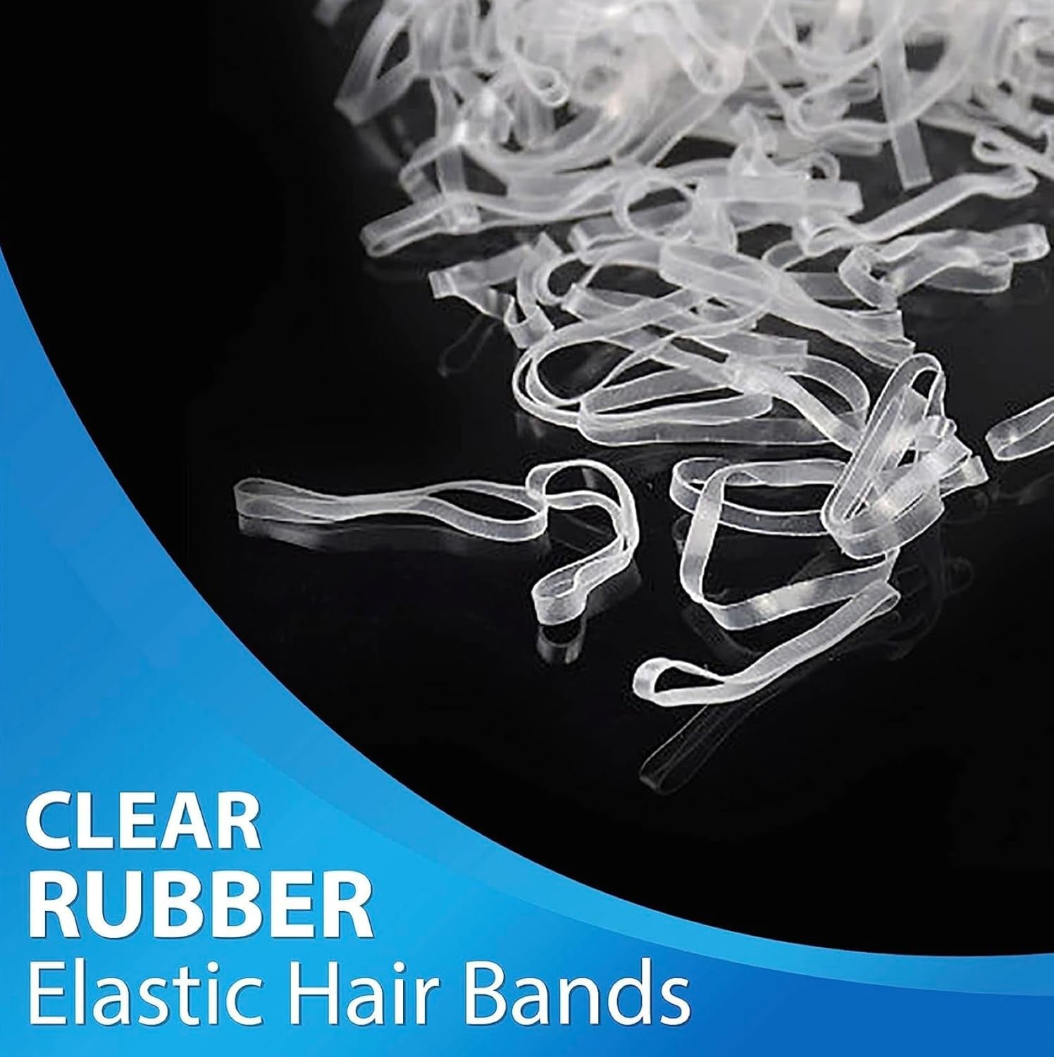 250X Clear Hair Elastics, Clear Rubber Bands for Hair Ties for Thin Hair, Mini, Plastic (With Box)
