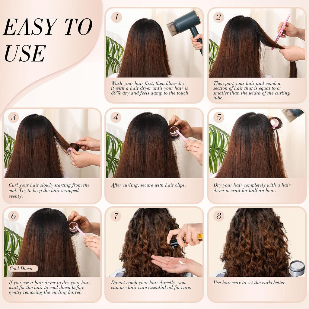 Heatless Hair Curlers Set - 38 Pcs Self-Grip Rollers for All Hair Types