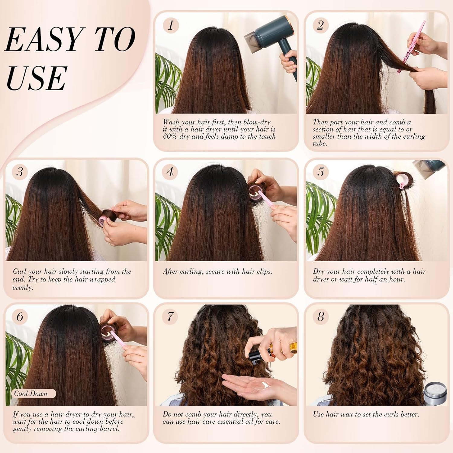 Heatless Hair Curlers Set - 38 Pcs Self-Grip Rollers for All Hair Types