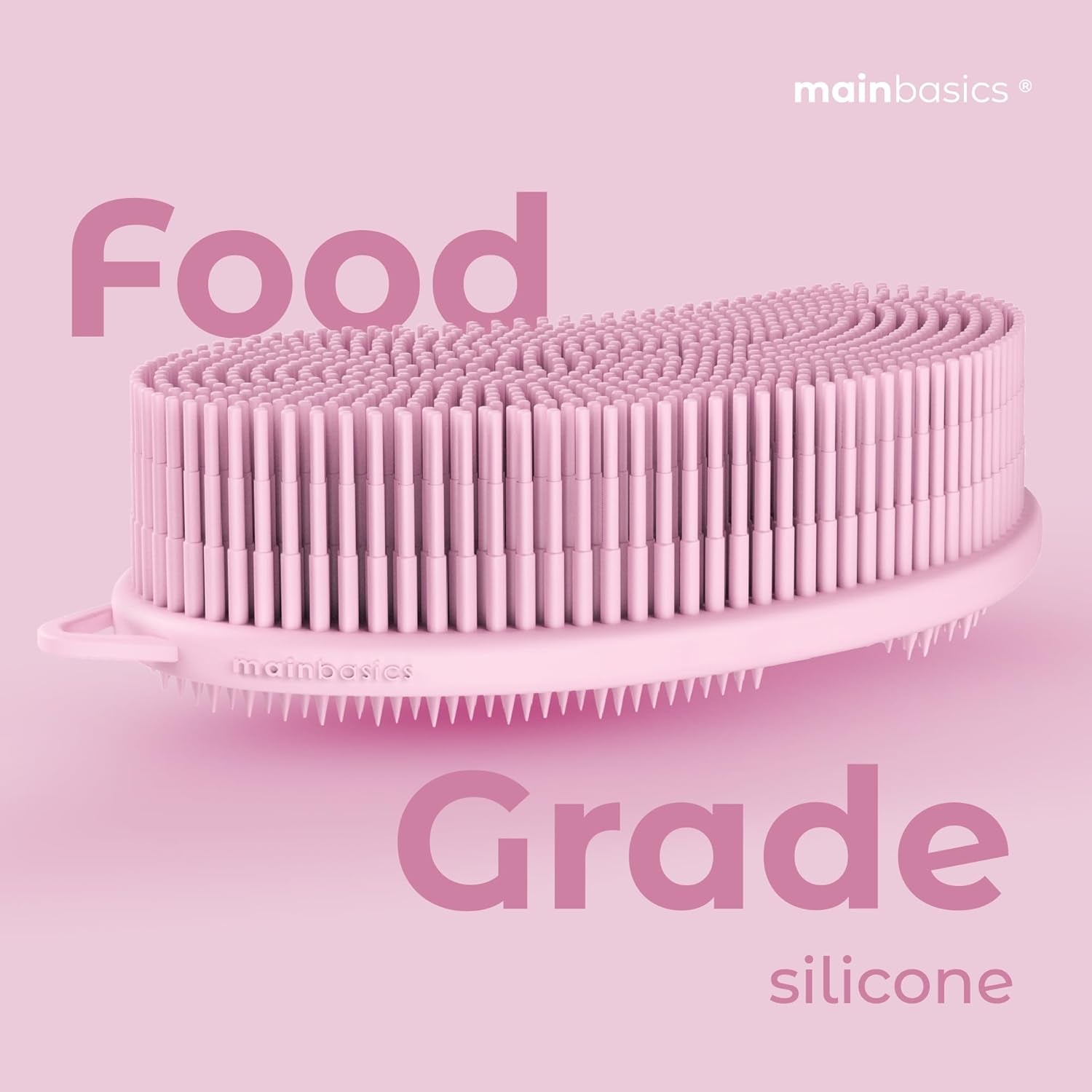 Silicone Body Scrubber Dual-Sided Shower Loofah and Exfoliator (Pink, Exfoliate)