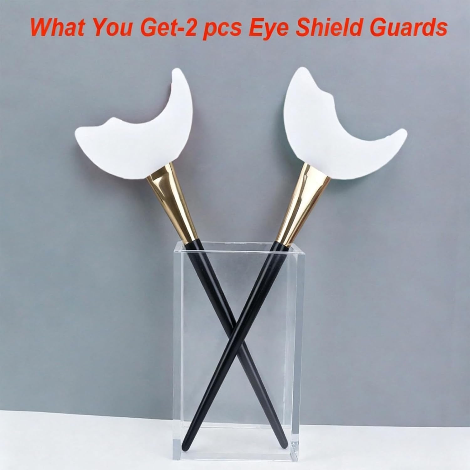 2 Pcs Lash Shield for Applying Lashes, Mascara Guard Shields, Reusable Eyelash Shields Guard, under Eye Guards for Mascara, Eye Makeup Tools(Black Handle)