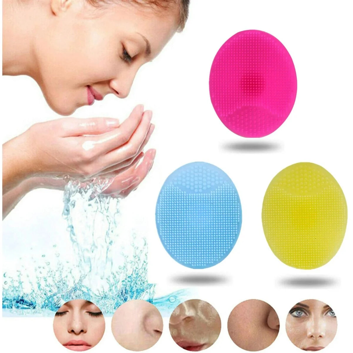 Bath Sponge, Foam Loofah Sponge, Large Body Sponge for Shower, 3 Face Scrubber & 3 Body Sponge, 6Pcs Total, Random Color
