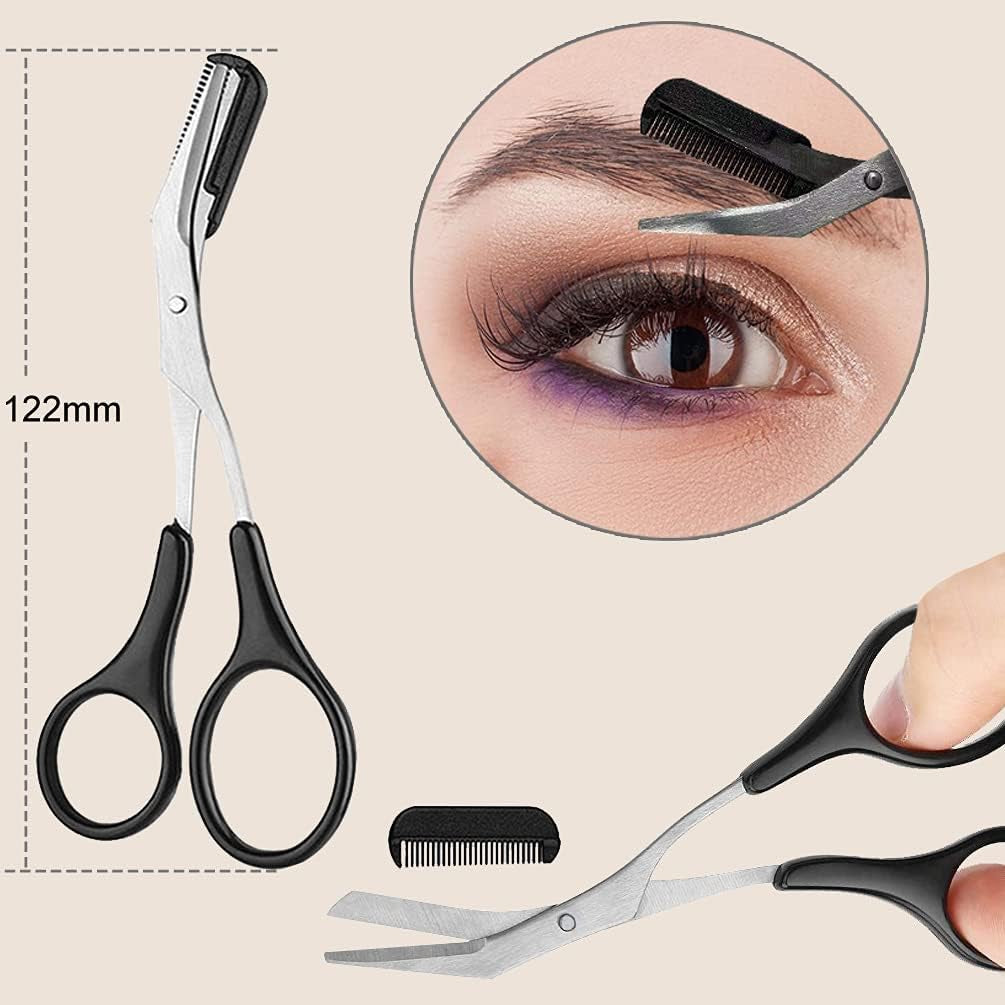 9PCS Eyebrow Trimmer Kit, Face Razors, Facial Trimmer Shaver, Eyelash Comb, Angled Brush, Grooming Scissors, Brow Tweezers for Women
