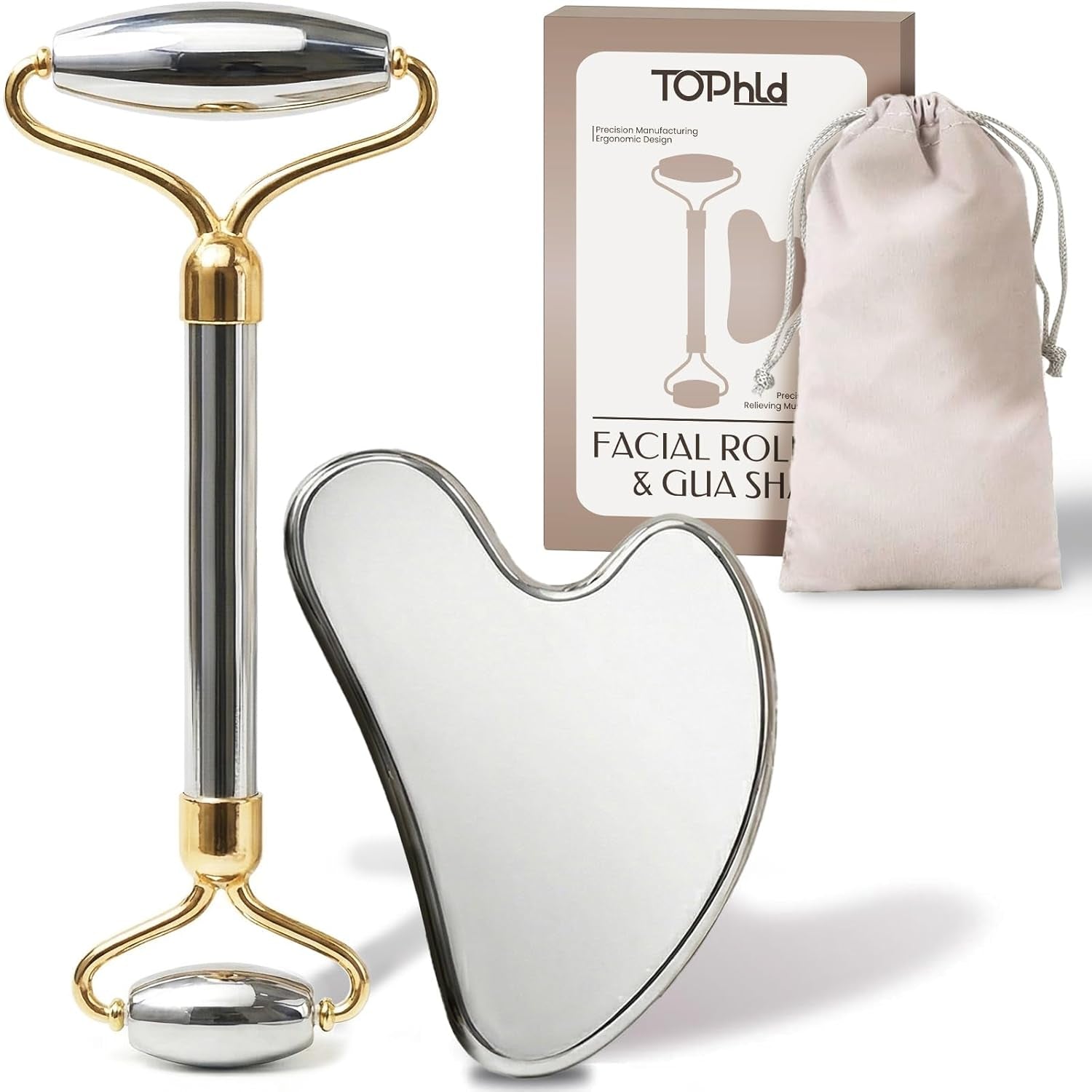 Stainless Steel Face Roller & Gua Sha Facial Tools