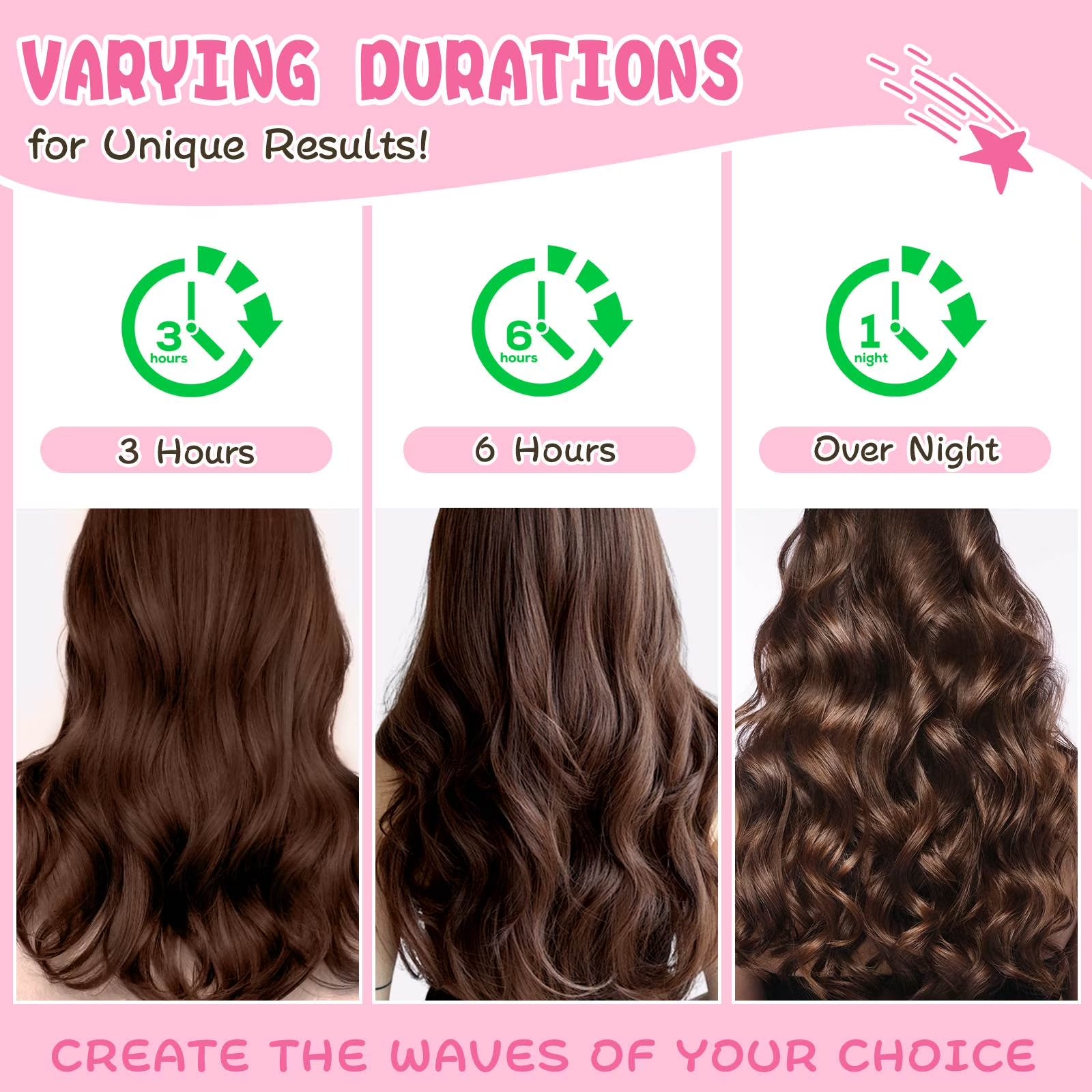 Professional Ribbon Hair Rollers, 5 Piece Set, Heatless Curling Set, Black