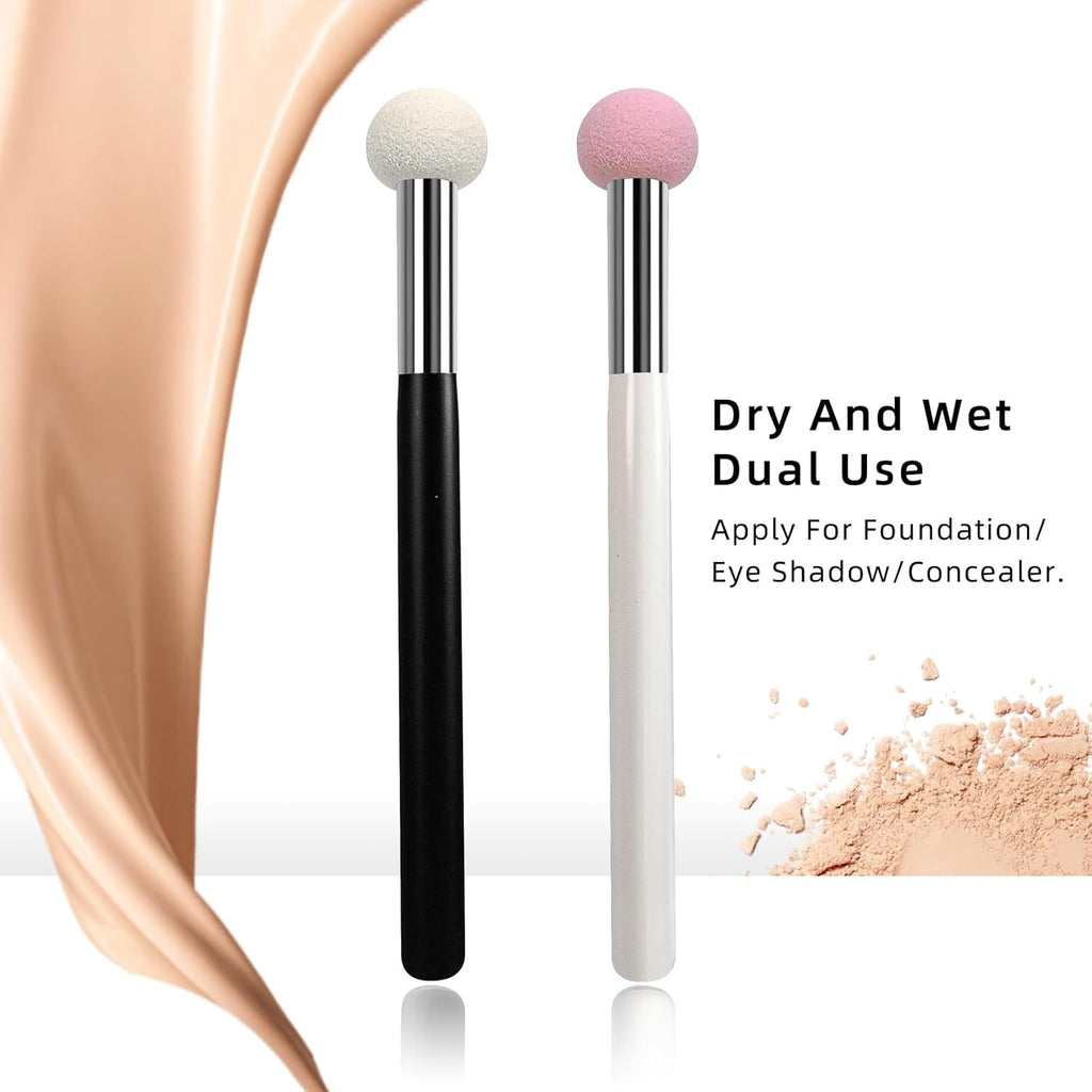 Foundation Sponge Powder Brush, Eyebrow Sponge Concealer Brush Applicator Make up Brush for Face, Pack of 4. (Black+White)