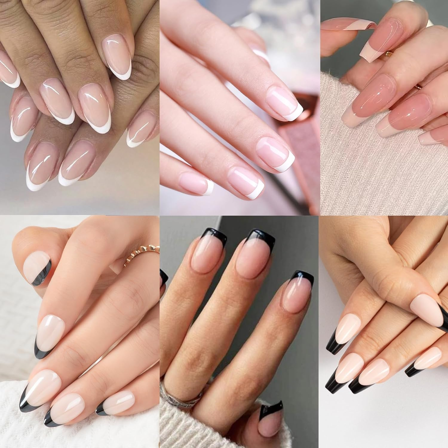 6 Pack French Tip Press on Nails
