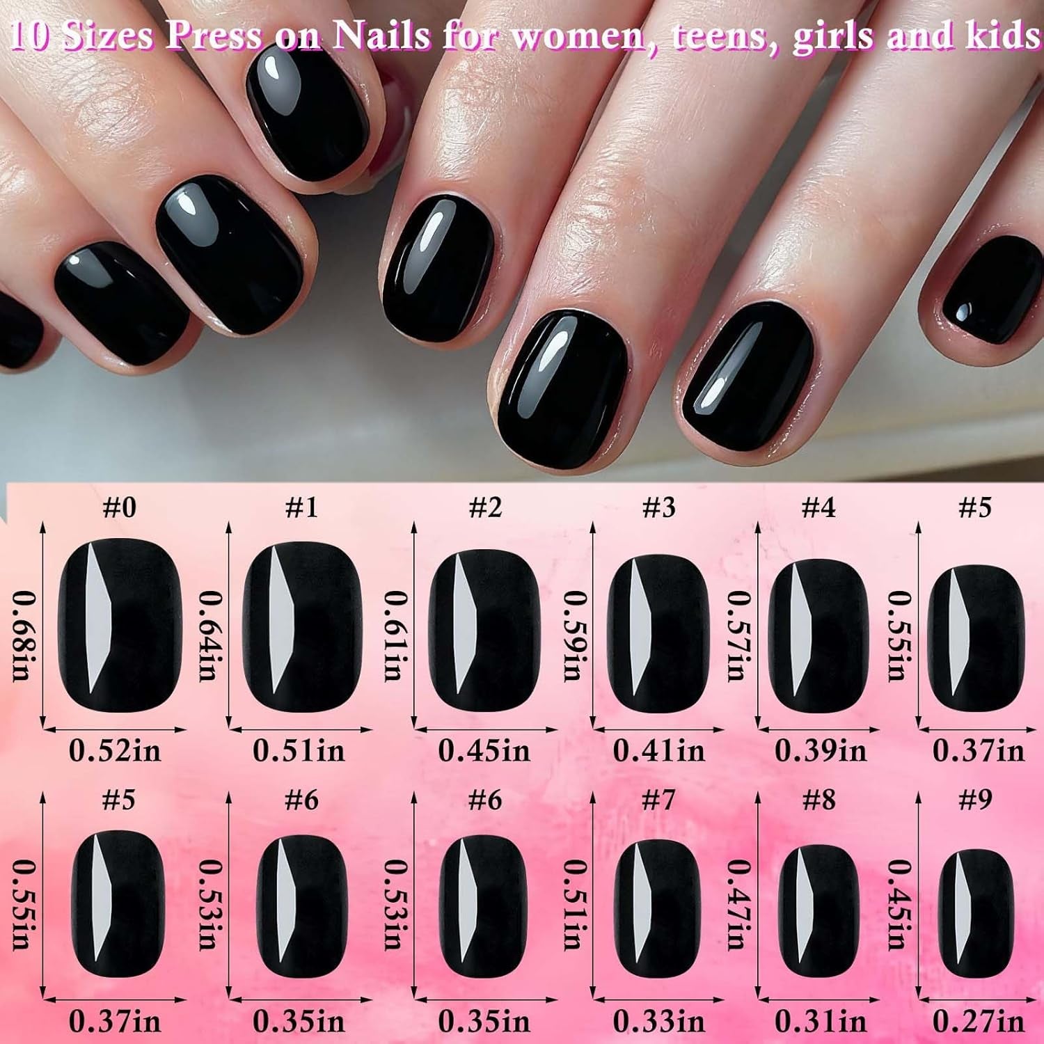 576Pc round Square Press on Nails Short Fake Nails, XS Short Press on Nails Squoval Acrylic Nails Tips Full Cover, Gel Artificial Fingernail False Presson 24 Colors for Kids Girls Women