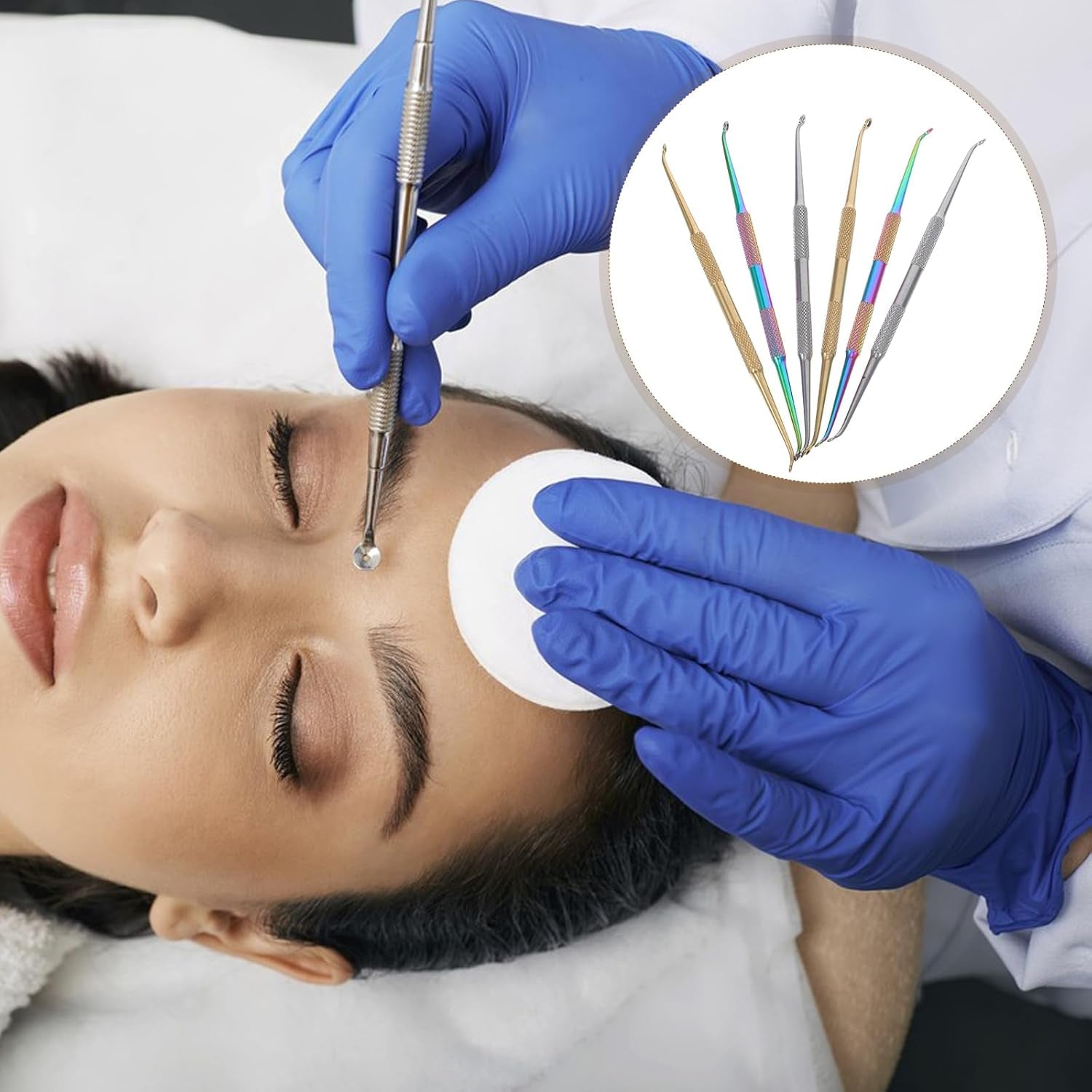 6Pcs Comedone Extractor Tool Stainless Steel Black Head Remover Pore Cleanser Hidden Beauty Needles Tools for Nose Face Blemish Whitehead Popping