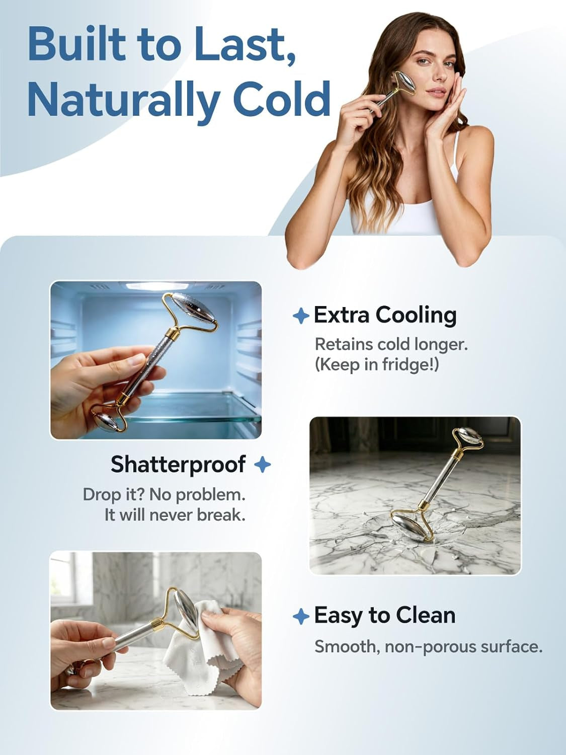 Stainless Steel Face Roller & Gua Sha Facial Tools