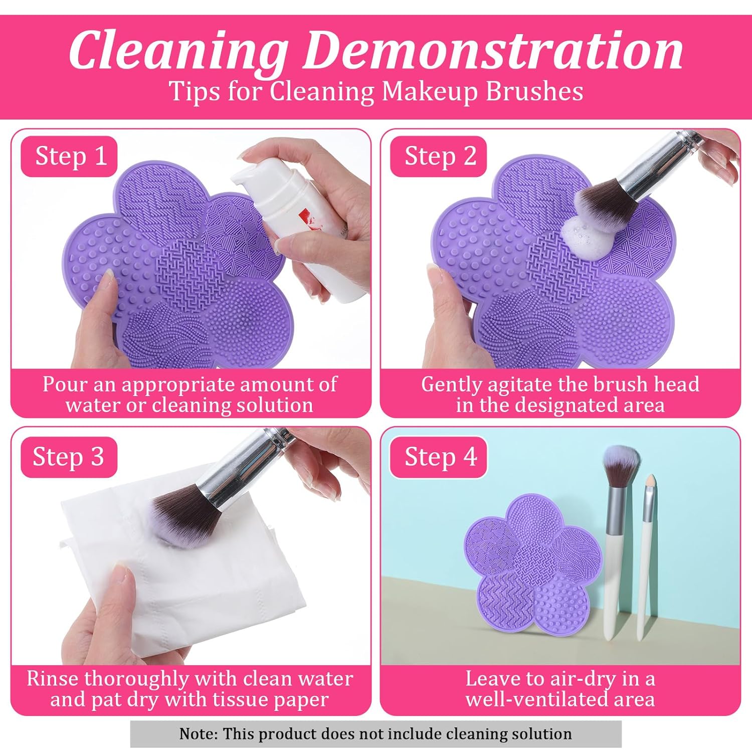2 Pcs Makeup Brush Cleaner Mat 