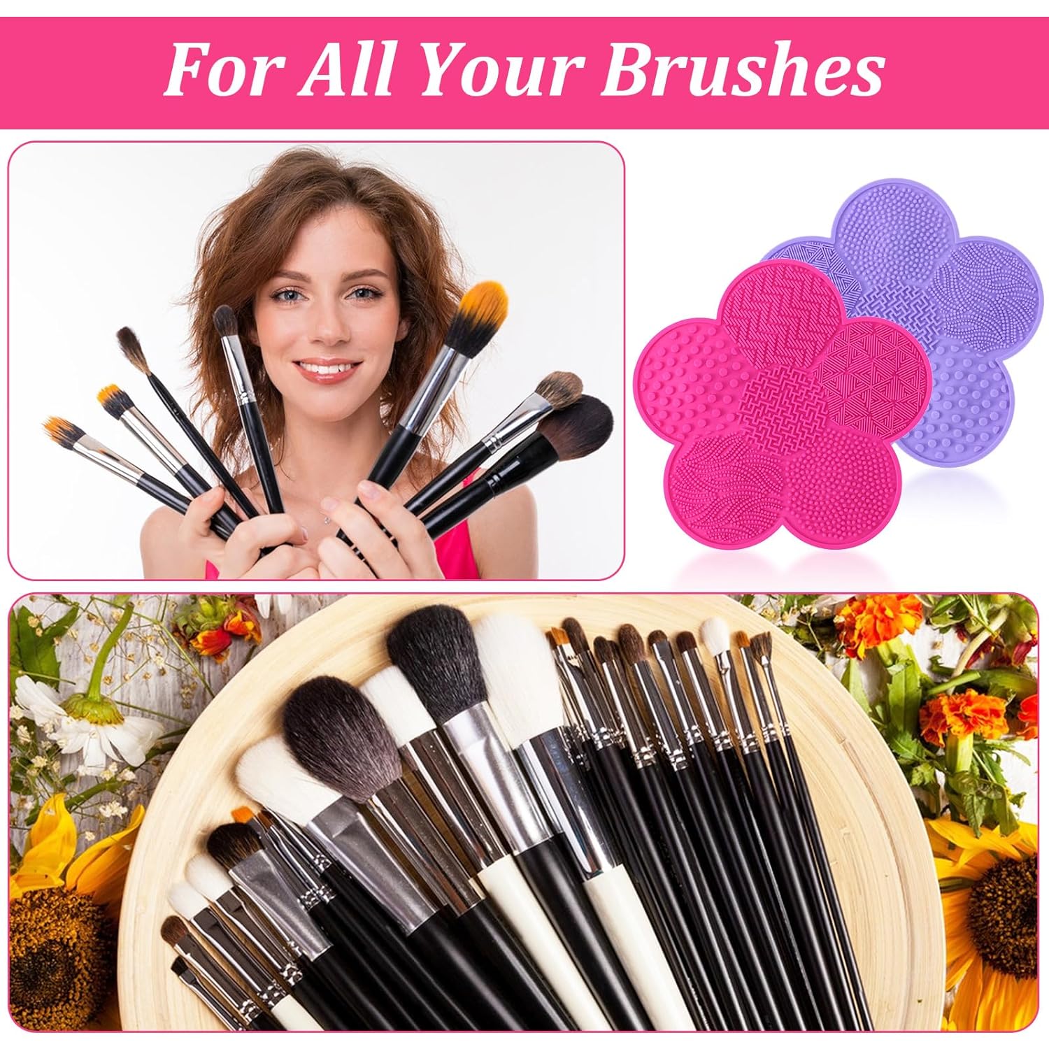 2 Pcs Makeup Brush Cleaner Mat 