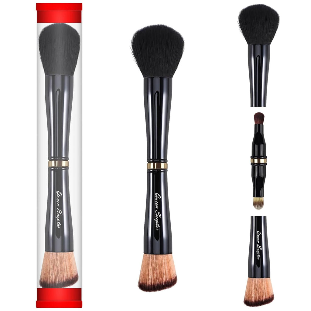 4 in 1 Professional Liquid Foundation Makeup Brush Set,Travel Makeup Set with Case, Powder Foundation, Concealer,Eyeshadow Brush, Dual Ended Makeup Brush for Liquid,Cream,Powder