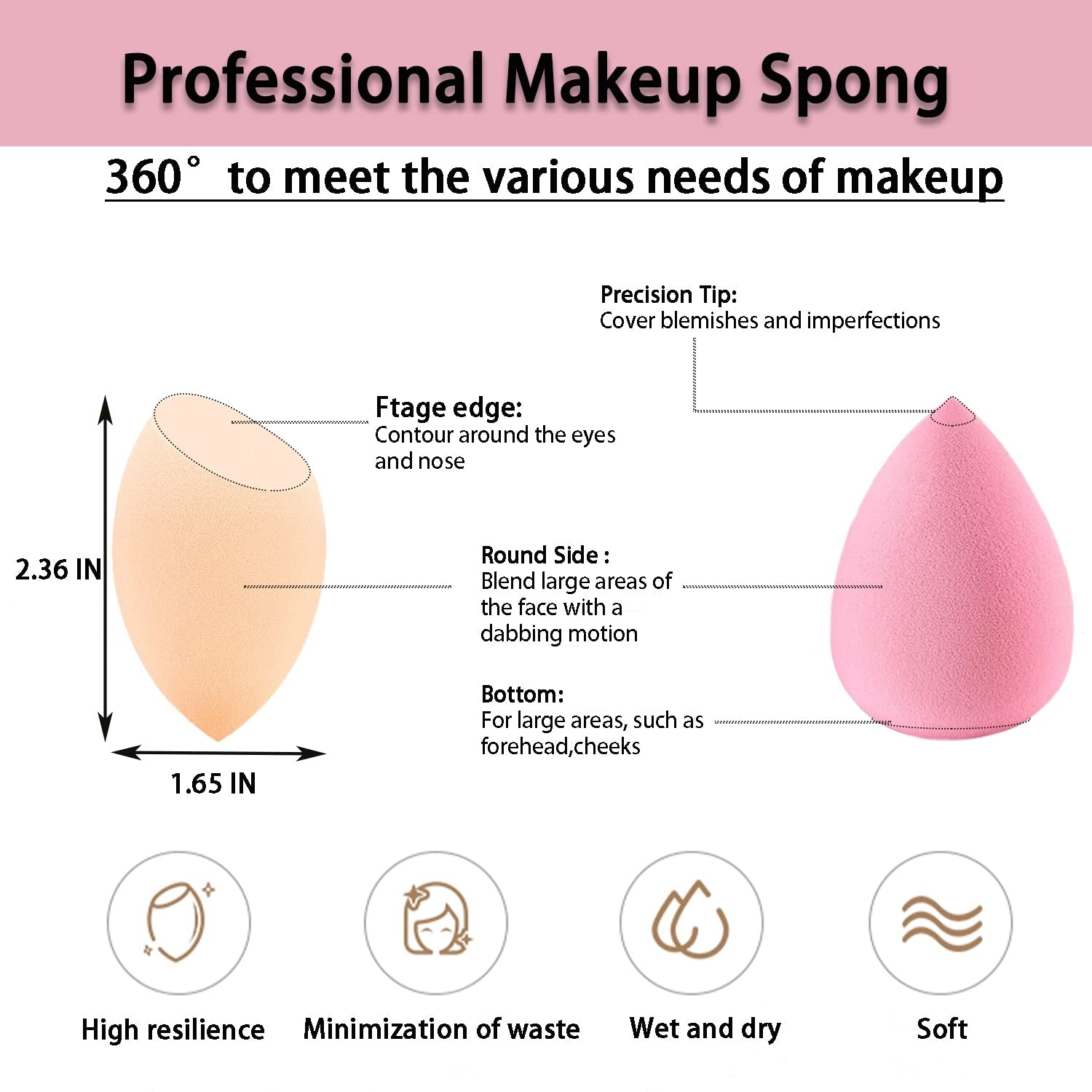 Makeup Brush Set Make up Brushes and Sponges Set Professional Blending Brush Foundation Brush Set Dual Ended Makeup Brush Kabuki Foundation Brush,For Contour,Eyeshadow,Face Beauty & 5 Piece Set
