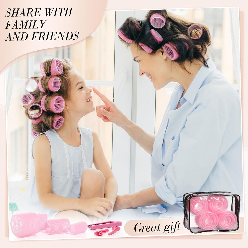 Heatless Hair Curlers Set - 38 Pcs Self-Grip Rollers for All Hair Types