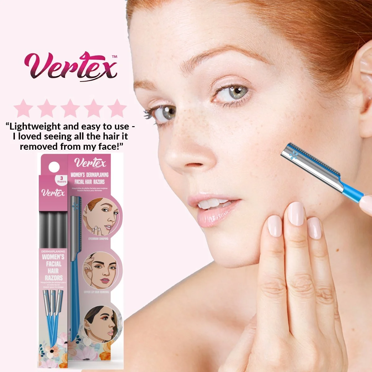 Facial Dermaplaning Razor — Peach Fuzz & Exfoliation