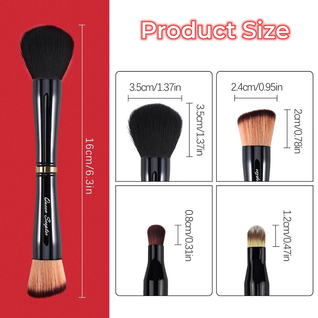4 in 1 Professional Liquid Foundation Makeup Brush Set,Travel Makeup Set with Case, Powder Foundation, Concealer,Eyeshadow Brush, Dual Ended Makeup Brush for Liquid,Cream,Powder