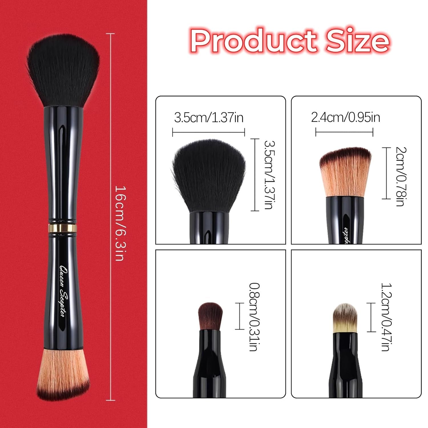 4 in 1 Professional Liquid Foundation Makeup Brush Set,Travel Makeup Set with Case, Powder Foundation, Concealer,Eyeshadow Brush, Dual Ended Makeup Brush for Liquid,Cream,Powder