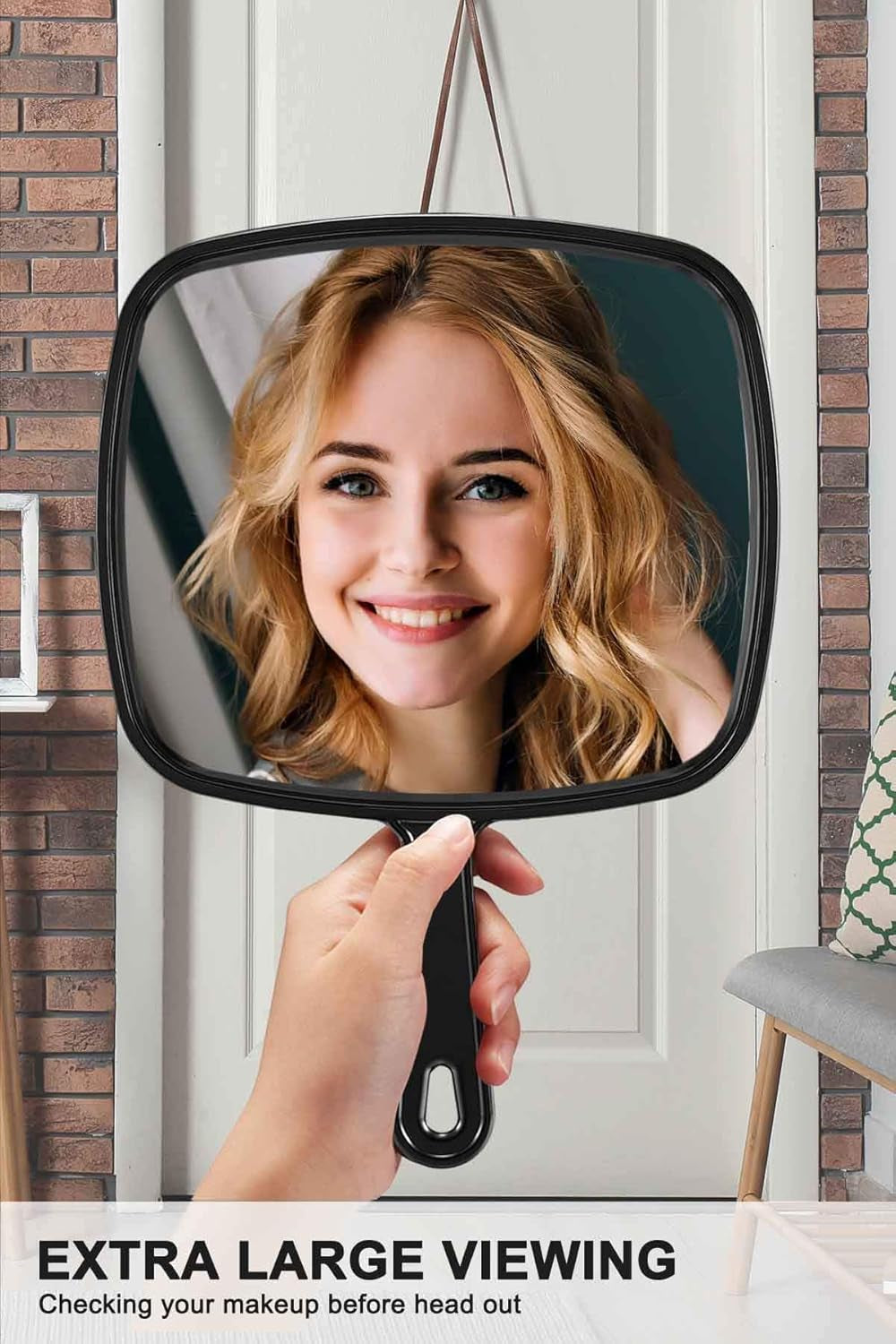 Hand Mirror, Extra Large Barber Hairdressing Handheld Mirror with Handle for Salon, Pack of 3