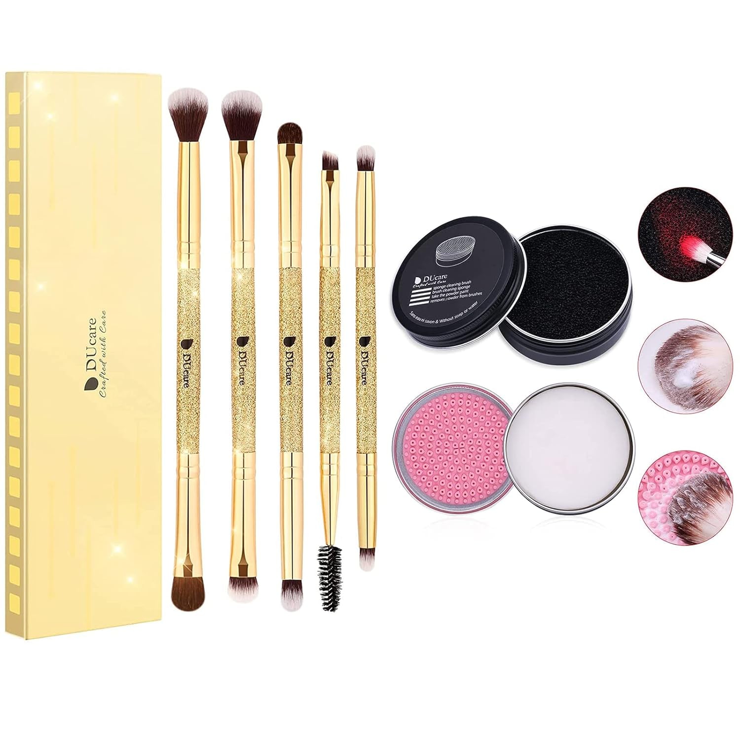 Eyeshadow Brush Set +Makeup Brush Cleaner Set