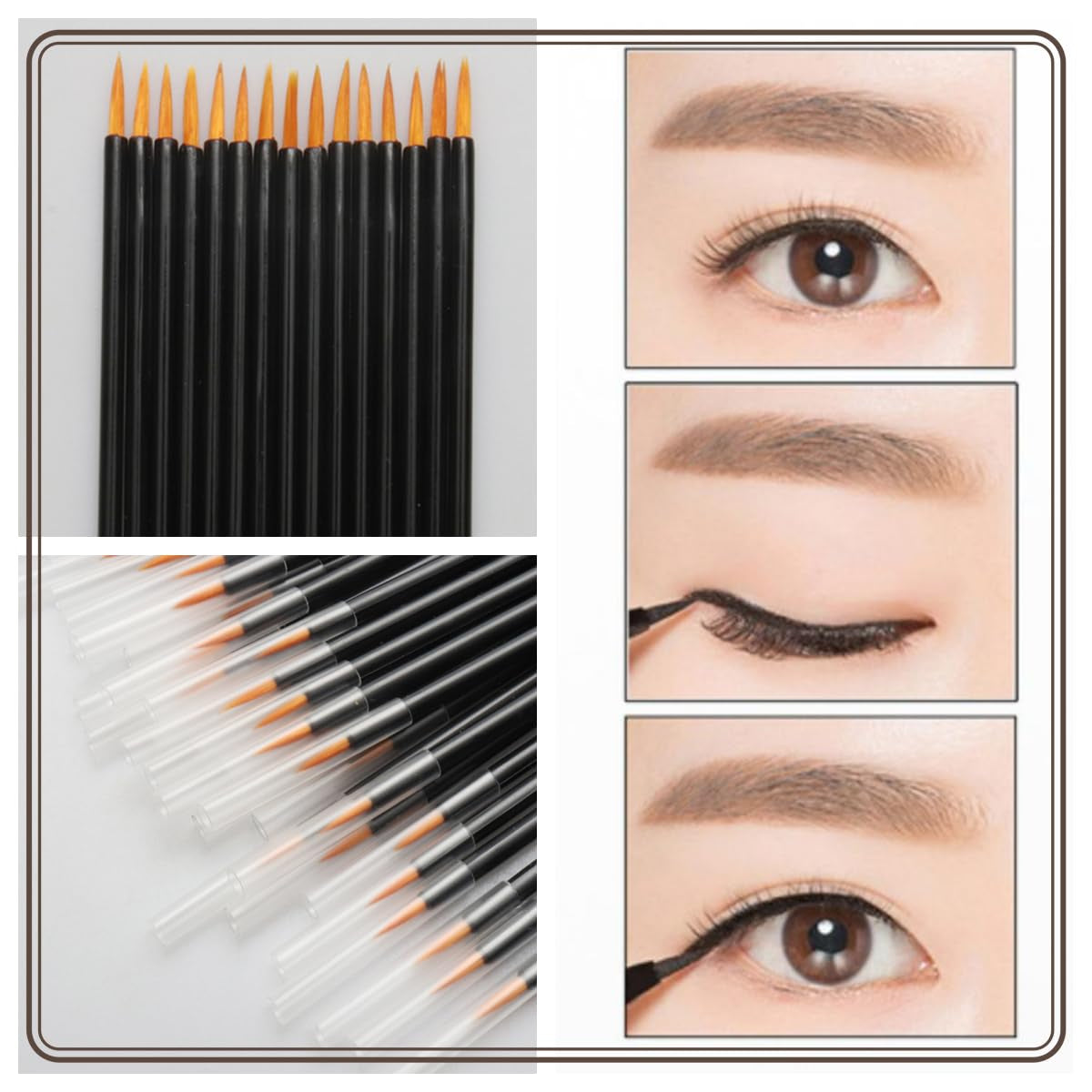50Pcs Disposable Eyeliner Brushes Hooded Eyeliner Brush Eye Liner Wands Eyeliner Makeup Brushes Makeup Eyeliner Tool Sticks