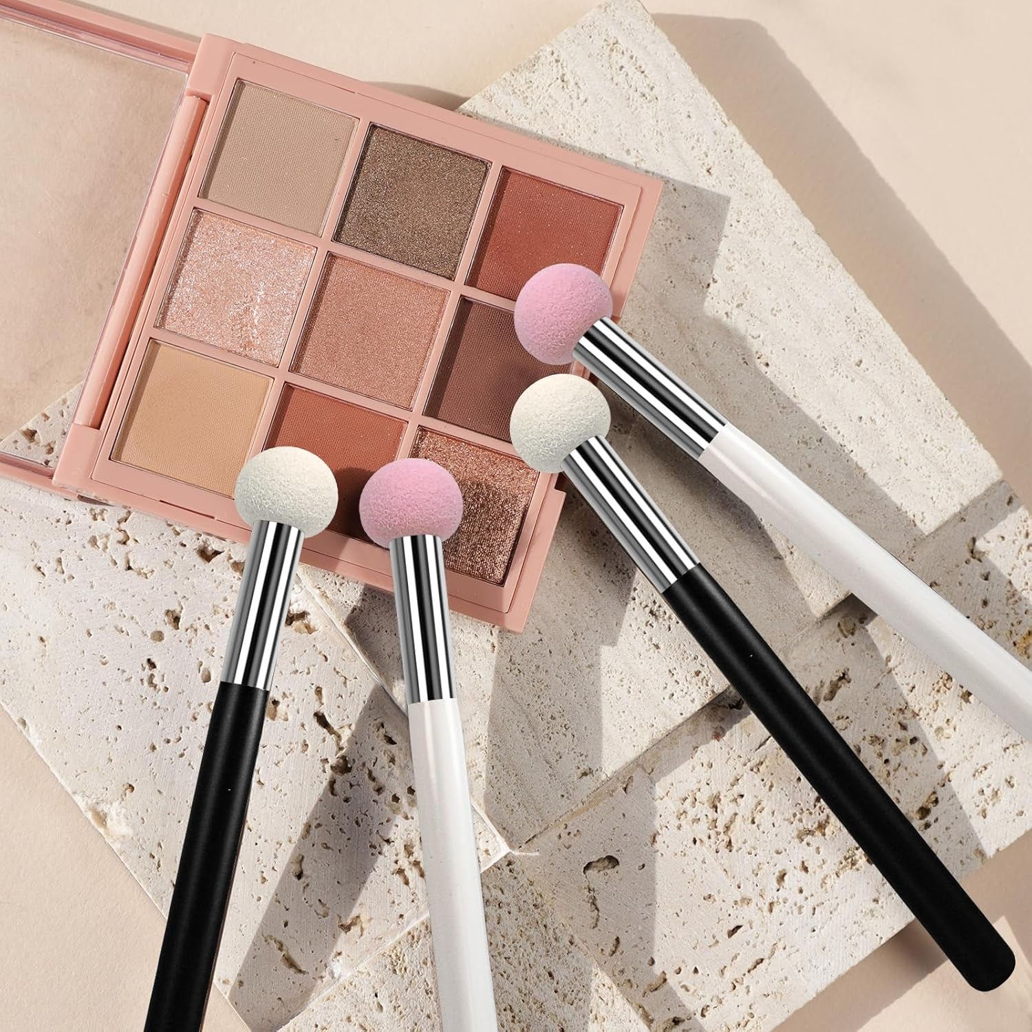 Foundation Sponge Powder Brush, Eyebrow Sponge Concealer Brush Applicator Make up Brush for Face, Pack of 4. (Black+White)