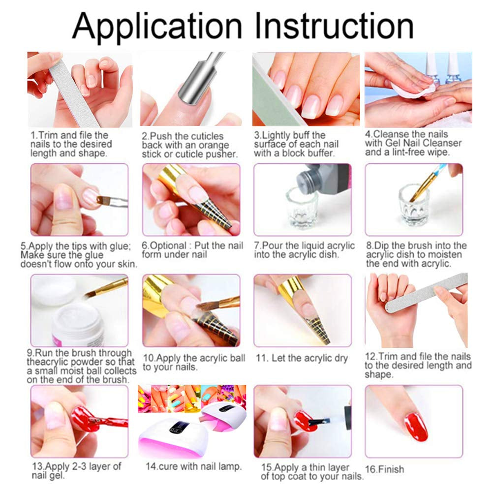 Nail Kit Set Professional Acrylic with Everything, 12 Glitter Acrylic Powder Kit Nails Art Tips Decoration, DIY Gifts for Women Nail Art Tool and Supplies for Beginners