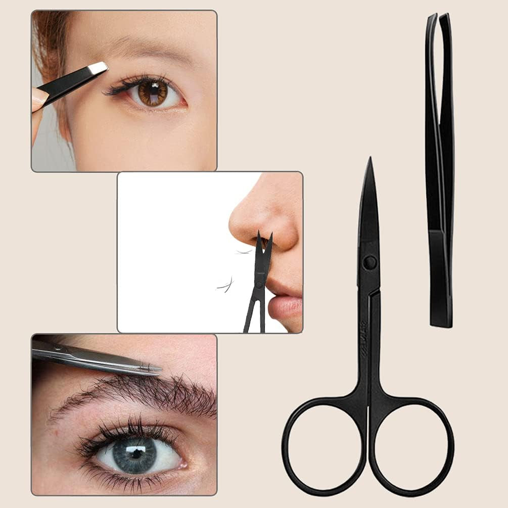 9PCS Eyebrow Trimmer Kit, Face Razors, Facial Trimmer Shaver, Eyelash Comb, Angled Brush, Grooming Scissors, Brow Tweezers for Women
