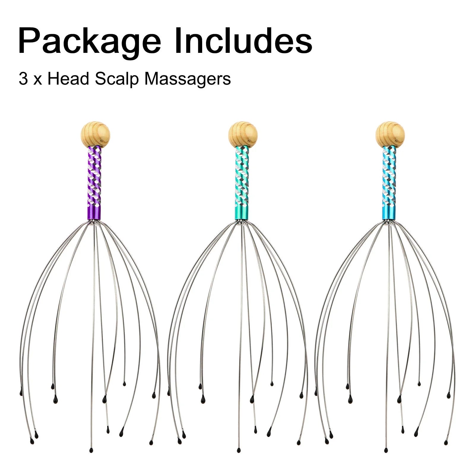 3Pcs Scalp Massager,  Handheld Head Massage Tingler, Head Scalp Scratcher for Deep Relaxation, Random Colors