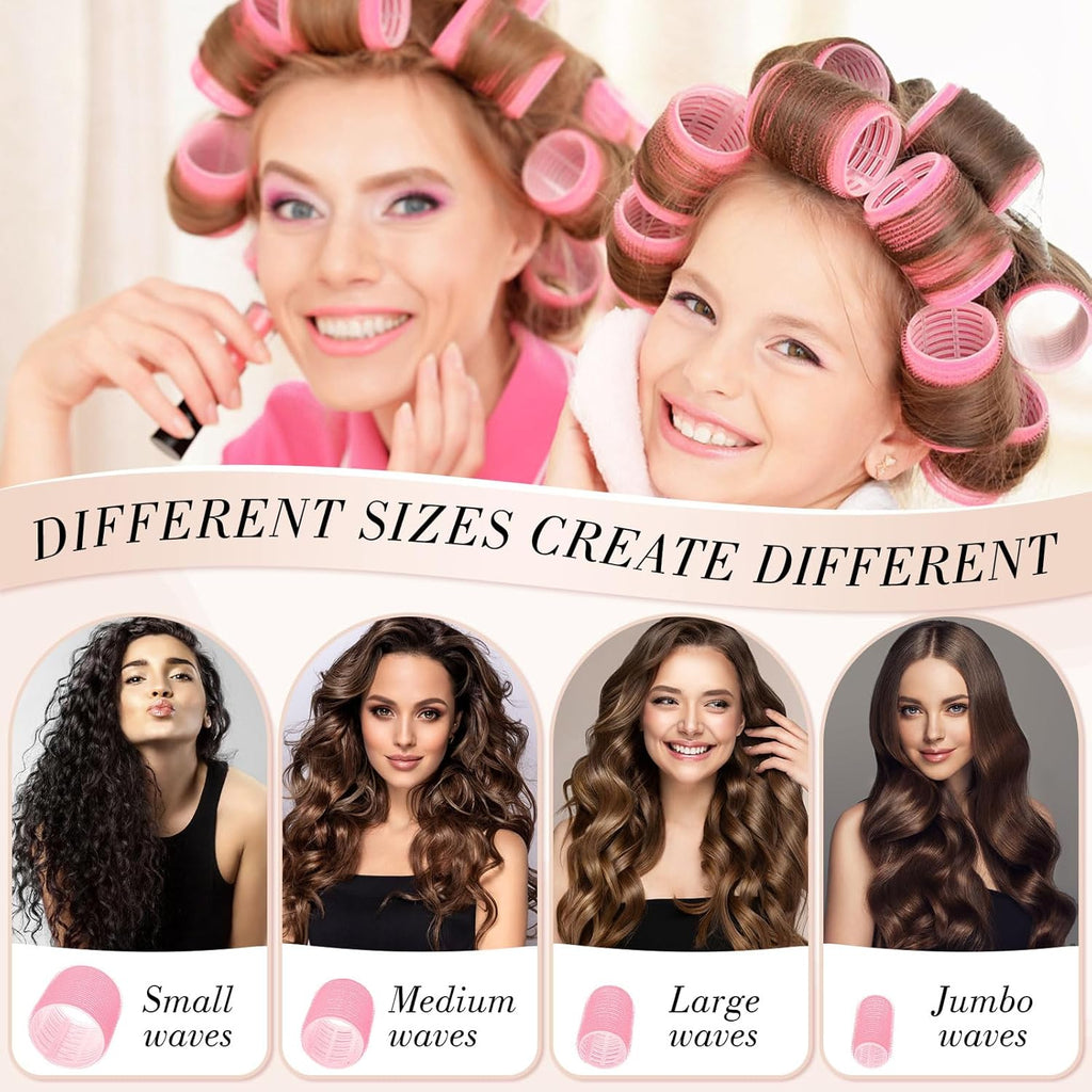 Heatless Hair Curlers Set - 38 Pcs Self-Grip Rollers for All Hair Types