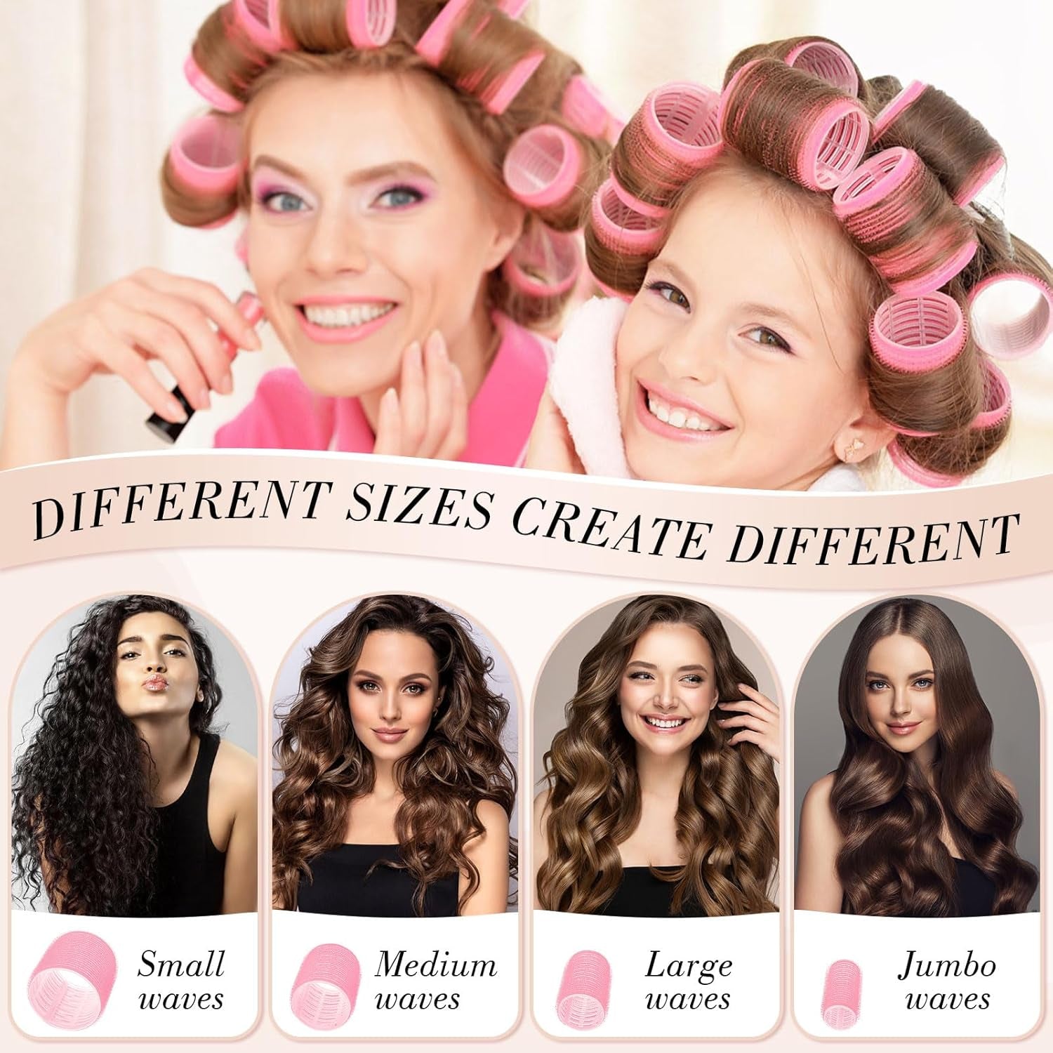 Heatless Hair Curlers Set - 38 Pcs Self-Grip Rollers for All Hair Types