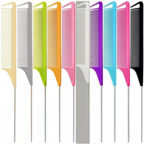 10 Packs Rat Tail Combs Metal Picks