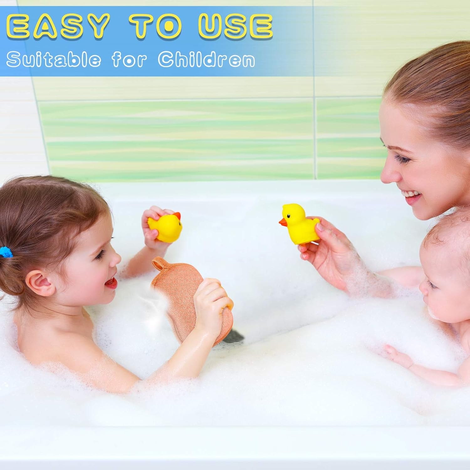 4 Pieces Baby Bath Sponge Cotton Baby Sponge Toddler Soft and Absorbent Loofah for Kids Babies Men Women(Red, Purple, Green, Orange)