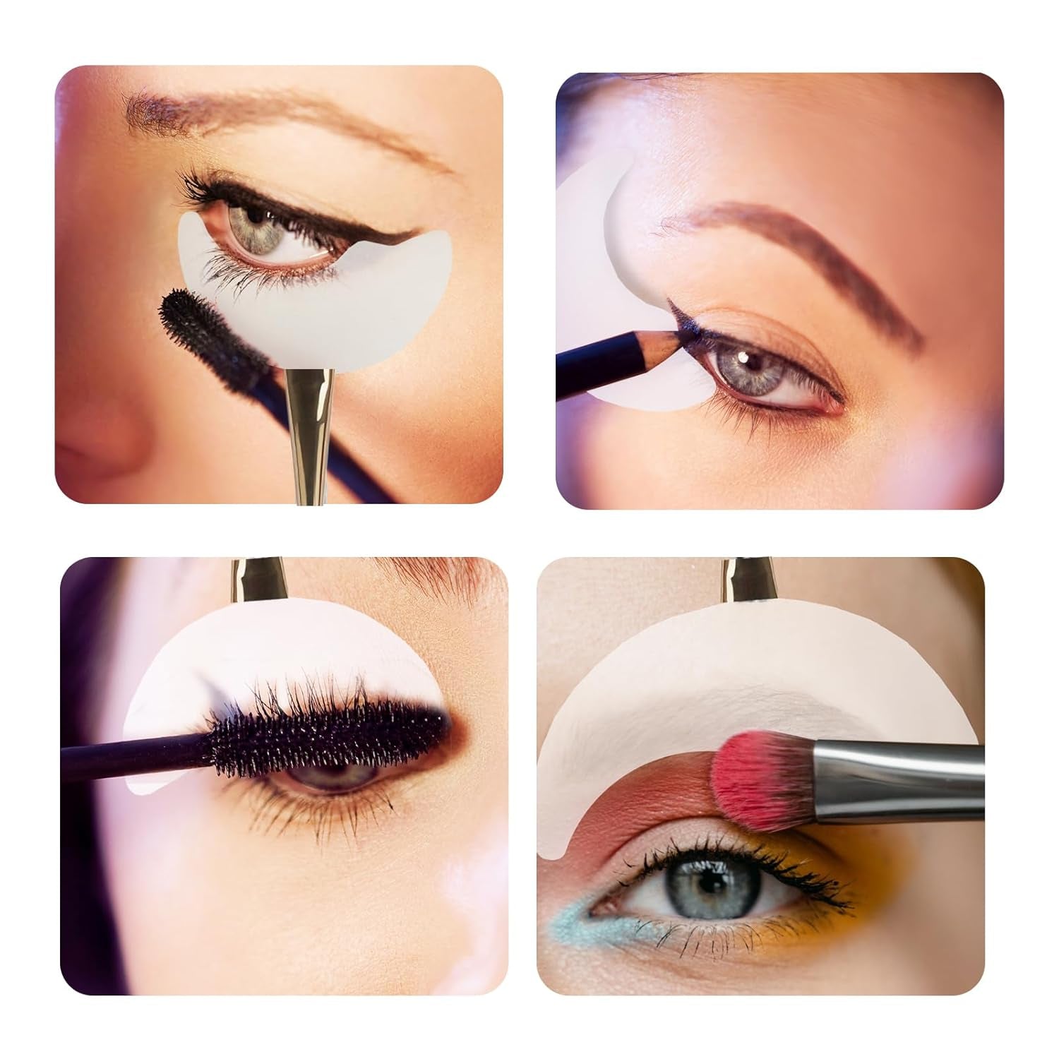 2 Pcs Lash Shield for Applying Lashes, Mascara Guard Shields, Reusable Eyelash Shields Guard, under Eye Guards for Mascara, Eye Makeup Tools(Black Handle)