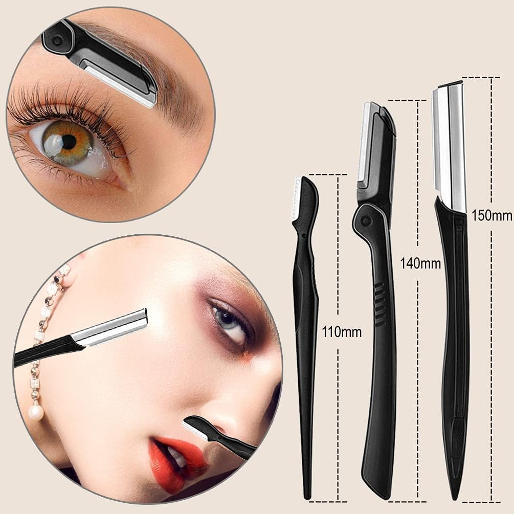 9PCS Eyebrow Trimmer Kit, Face Razors, Facial Trimmer Shaver, Eyelash Comb, Angled Brush, Grooming Scissors, Brow Tweezers for Women
