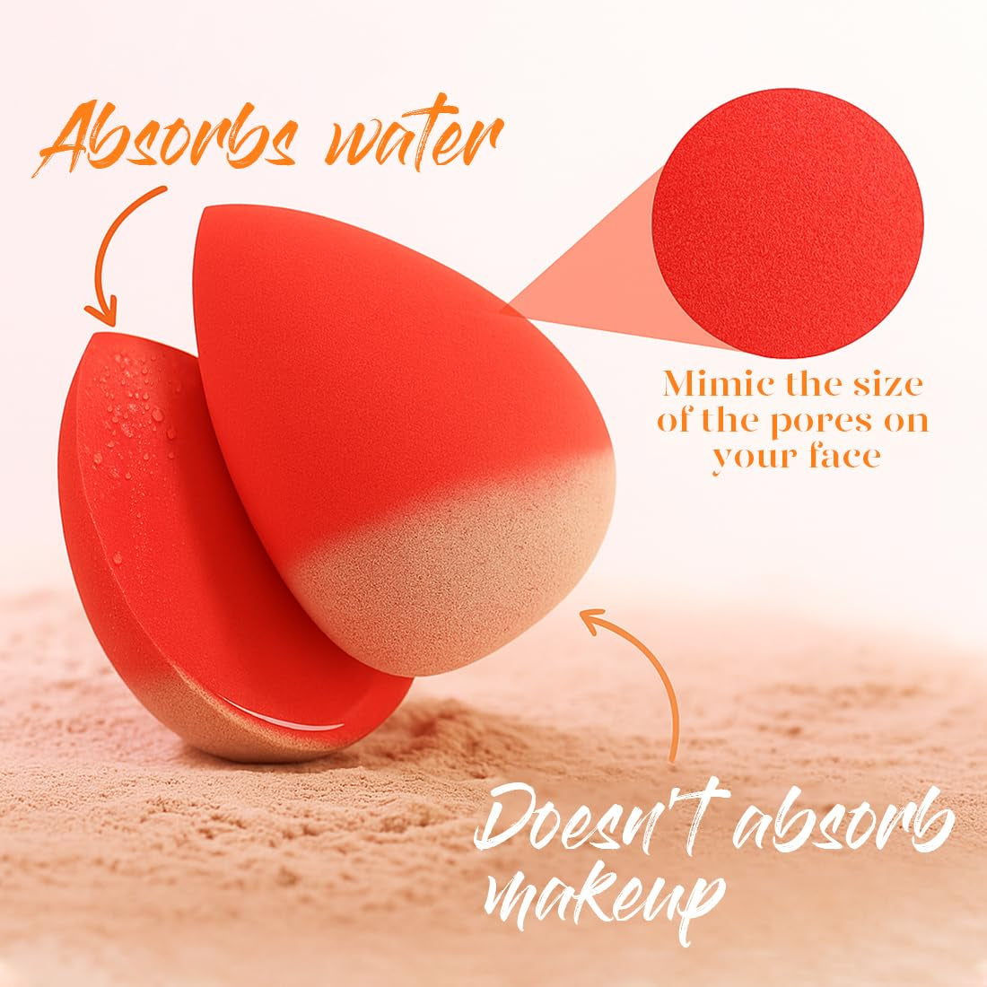 Makeup Sponge Set 5 Pack Micro Porous Low Absorption Soft Latex Free Foundation Beauty Sponges & Blenders for Powder Cream