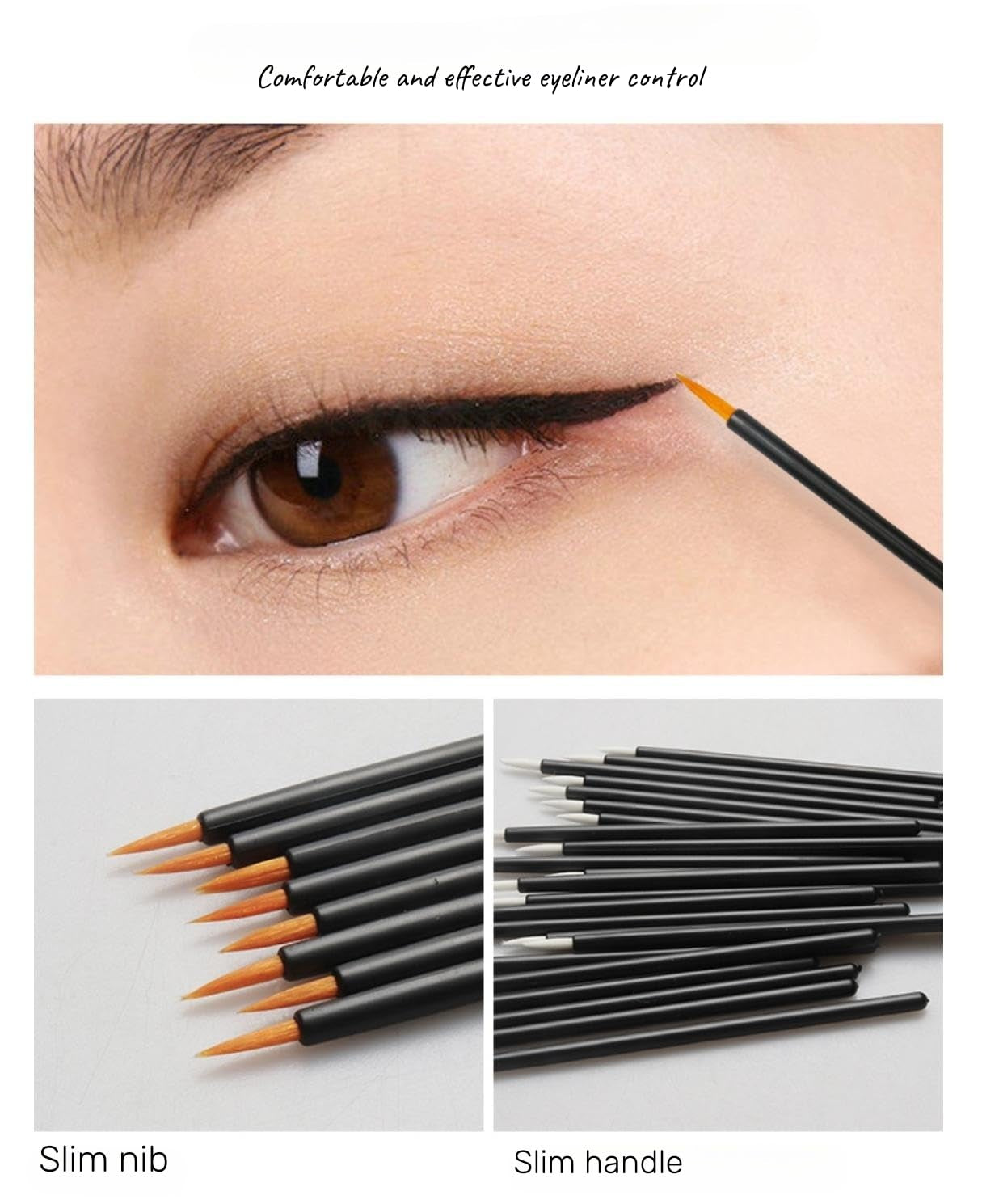 50Pcs Disposable Eyeliner Brushes Hooded Eyeliner Brush Eye Liner Wands Eyeliner Makeup Brushes Makeup Eyeliner Tool Sticks