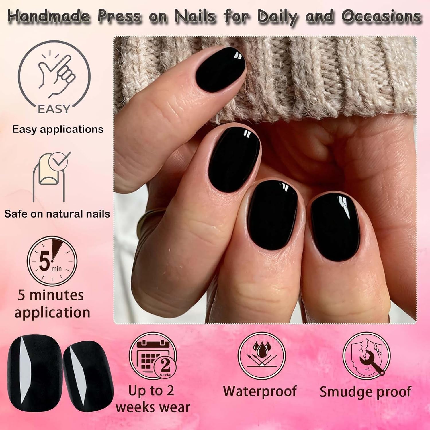 576Pc round Square Press on Nails Short Fake Nails, XS Short Press on Nails Squoval Acrylic Nails Tips Full Cover, Gel Artificial Fingernail False Presson 24 Colors for Kids Girls Women