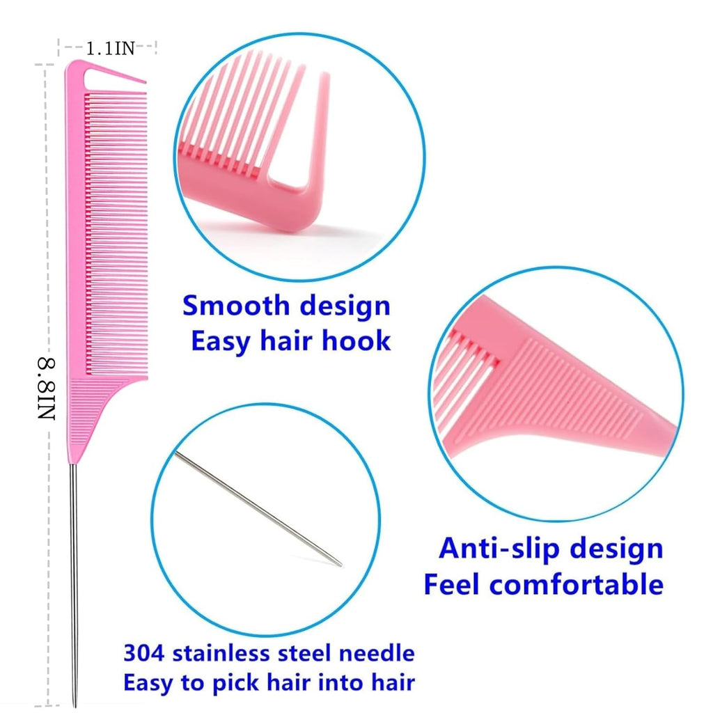 10 Packs Rat Tail Combs Metal Picks